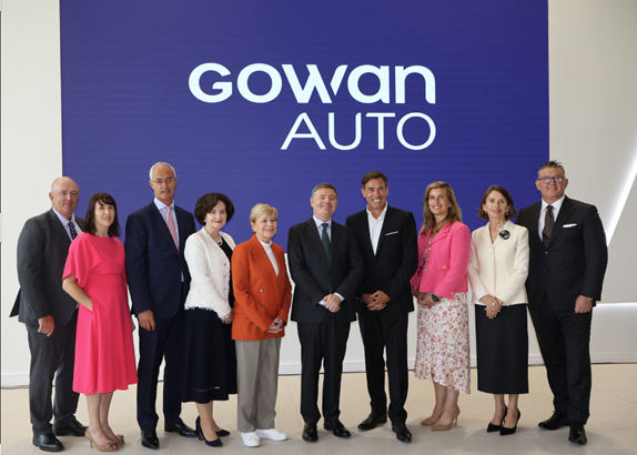 From left to right: Frank Murphy, Gowan Group Finance Director; Carmel Treacy, Gowan Group HR Director; Michael Dwan, Gowan Group Managing Director; Cliona Mullen, Gowan Group Non-Exec Director; Linda Jackson, Peugeot CEO; Minister Paschal Donohoe TD; Philippe Narbeburu, Stellantis N.V.; Alba Smith, Gowan Group Director/Shareholder; Fiona Thomas, Gowan Group Director/Shareholder; Liam FitzGerald, Gowan Group Chairman.